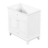 30" Bathroom Vanity Base Without Sink, Bathroom Cabinet With Two Doors And One Drawer, White White Solid Wood