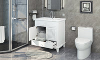 30" Bathroom Vanity With Sink, Bathroom Cabinet With Two Doors And One Drawer, White Old Sku: Jl000005Aak White Solid Wood