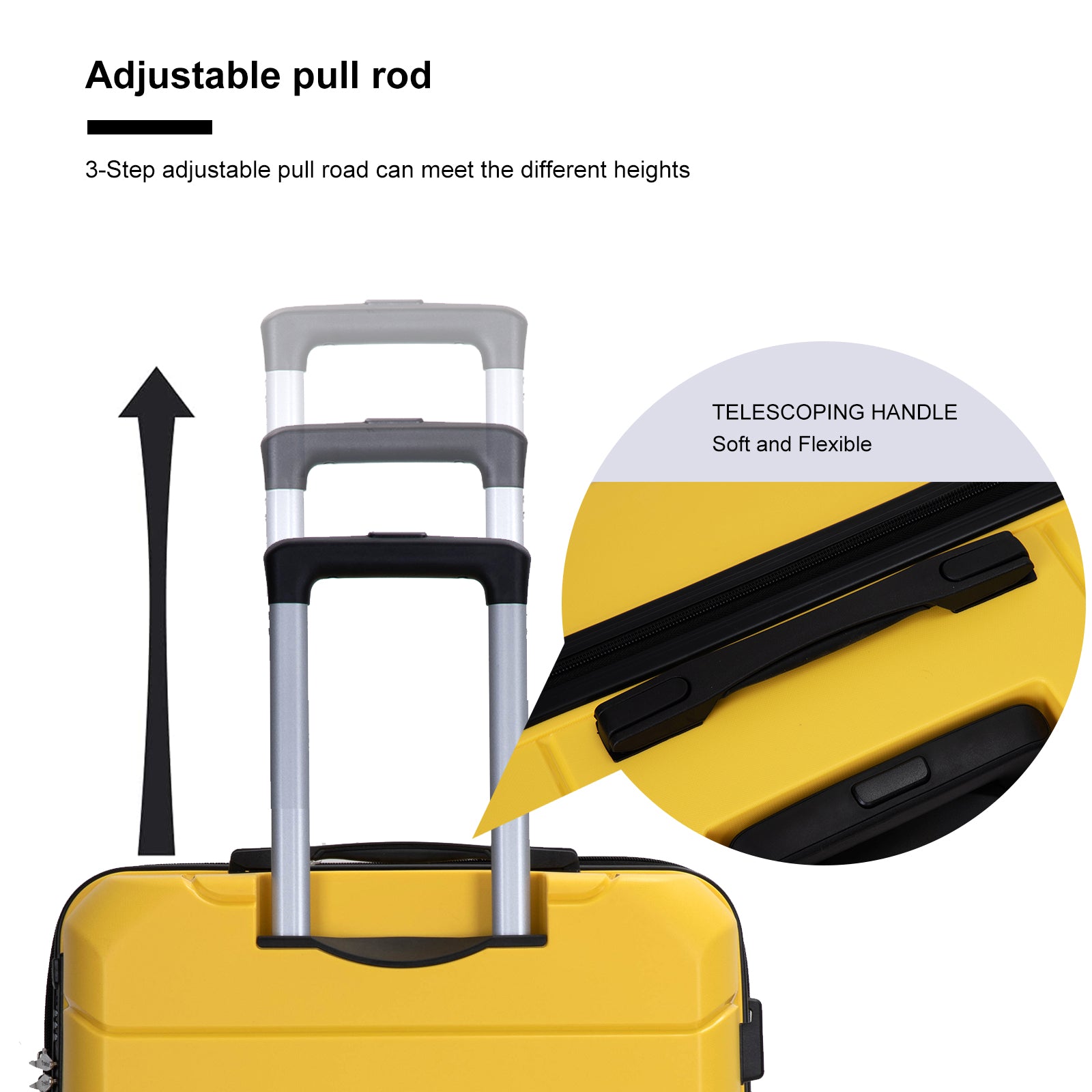 Hardshell Suitcase Spinner Wheels Pp Luggage Sets Lightweight Durable Suitcase With Tsa Lock,3 Piece Set 20 24 28 ,Yellow Yellow Polypropylene