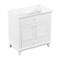 30" Bathroom Vanity Base Without Sink, Bathroom Cabinet With Two Doors And One Drawer, White White Solid Wood