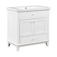 30" Bathroom Vanity With Sink, Bathroom Cabinet With Two Doors And One Drawer, White Old Sku: Jl000005Aak White Solid Wood