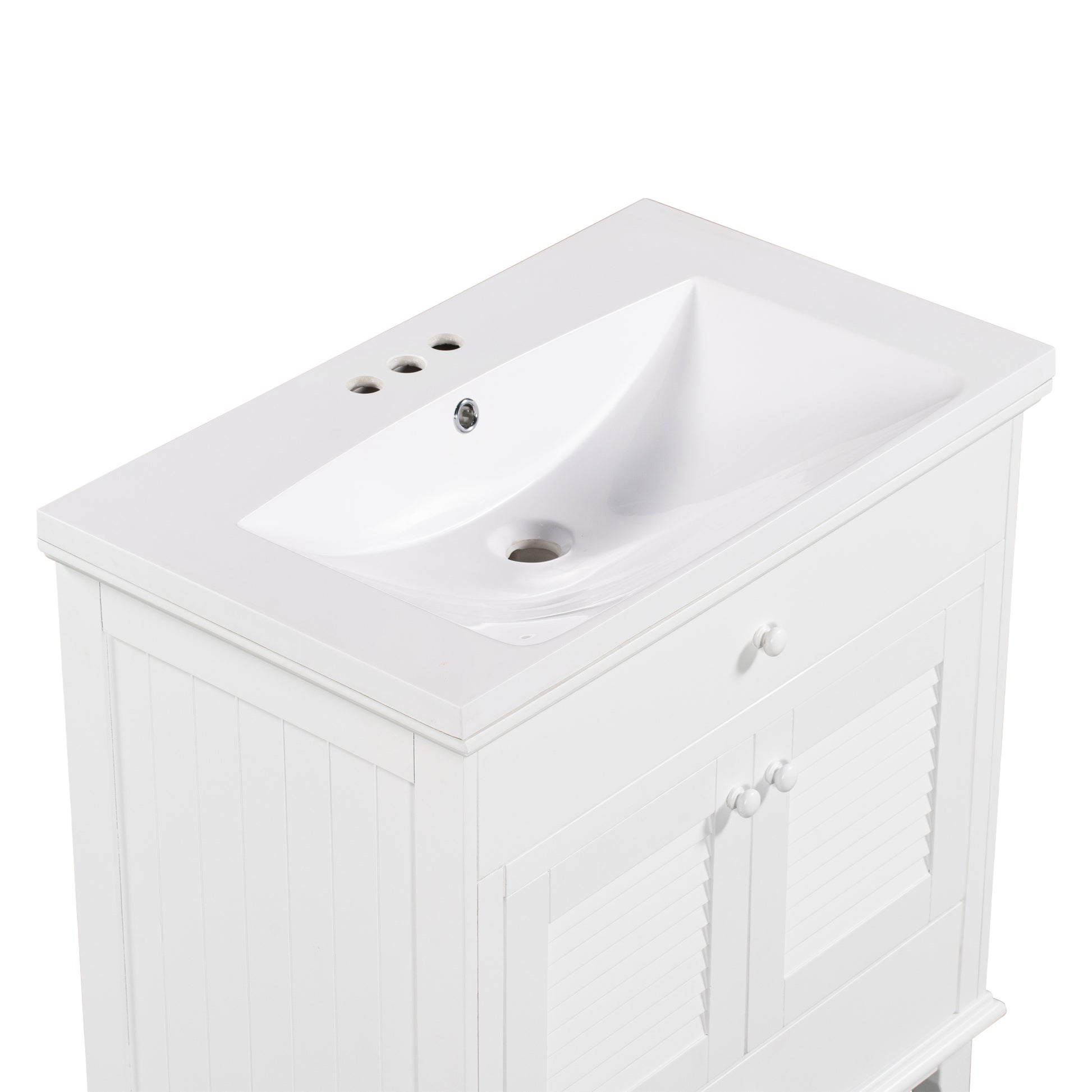 30" Bathroom Vanity With Sink, Bathroom Cabinet With Two Doors And One Drawer, White Old Sku: Jl000005Aak White Solid Wood