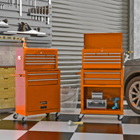 High Capacity Rolling Tool Chest With Wheels And Drawers, 8 Drawer Tool Storage Cabinet Orange Orange Steel