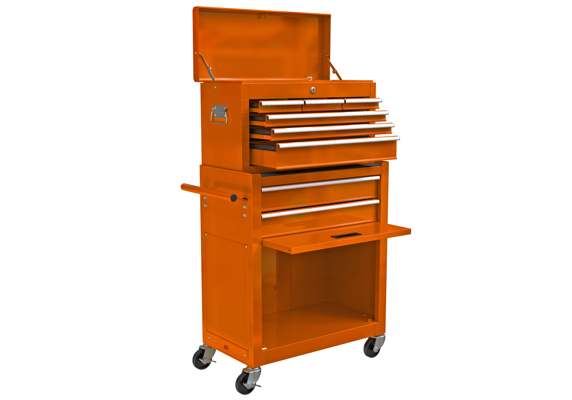 High Capacity Rolling Tool Chest With Wheels And Drawers, 8 Drawer Tool Storage Cabinet Orange Orange Steel