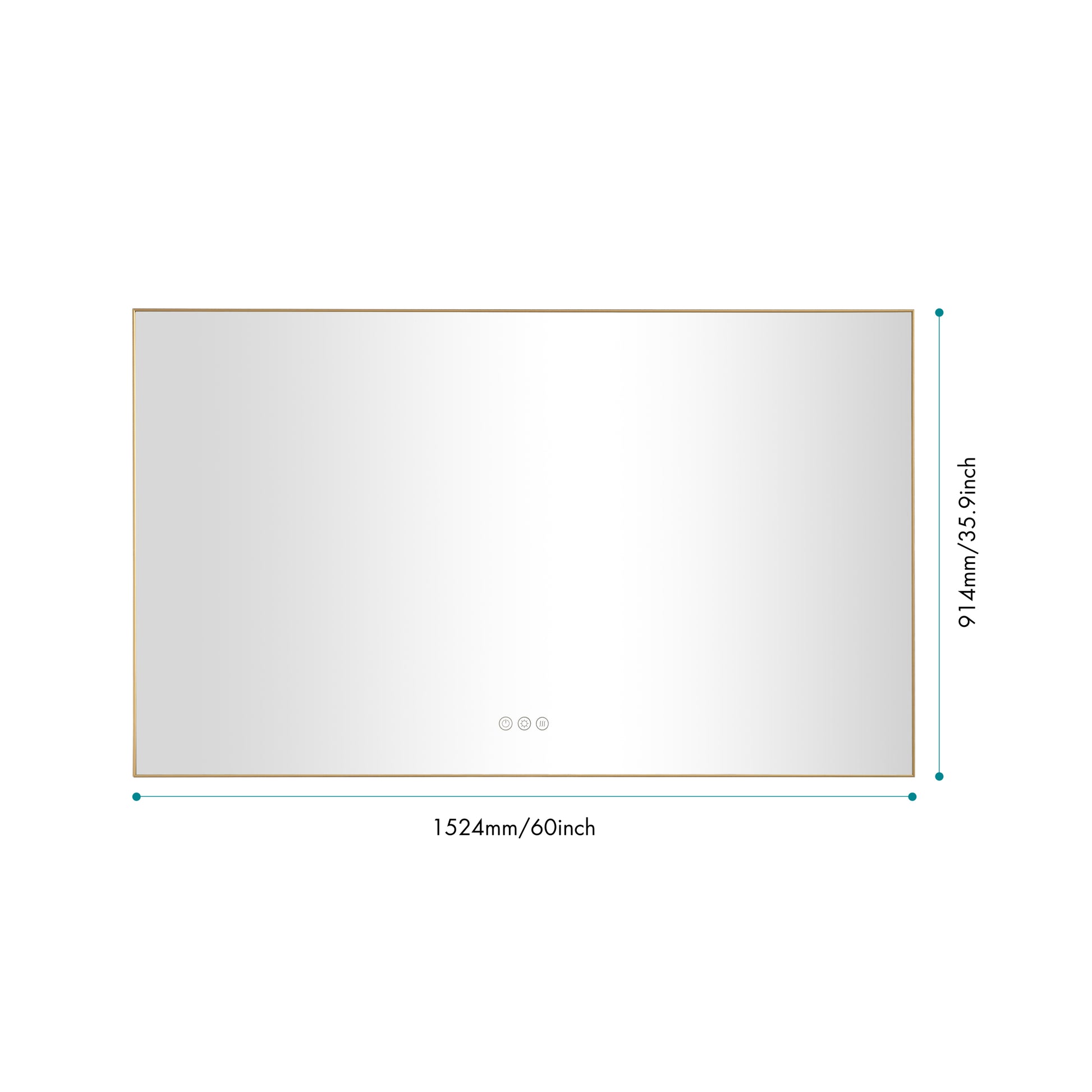 60X 36Inch Led Mirror Bathroom Vanity Mirror With Back Light, Wall Mount Anti Fog Memory Large Adjustable Vanity Mirror Gold Aluminium