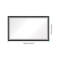 60In. W X 36In. H Oversized Rectangular Black Framed Led Mirror Anti Fog Dimmable Wall Mount Bathroom Vanity Mirror Wall Mirror Kit For Gym And Dance Studio 36X 60 Matte Black Aluminium