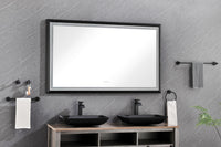 60In. W X 36In. H Oversized Rectangular Black Framed Led Mirror Anti Fog Dimmable Wall Mount Bathroom Vanity Mirror Wall Mirror Kit For Gym And Dance Studio 36X 60 Matte Black Aluminium