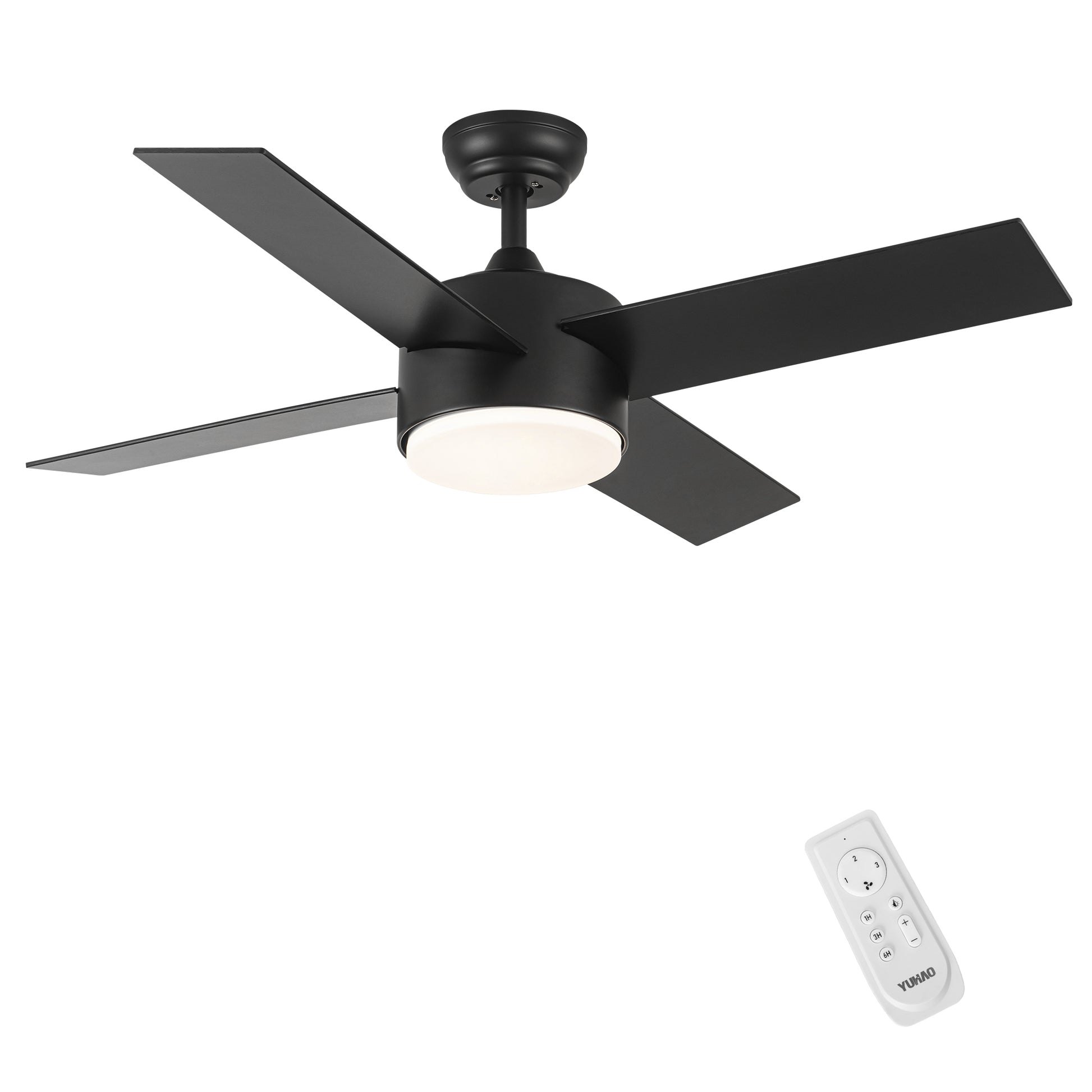 44 In Intergrated Led Ceiling Fan With Black Abs Blade Black Plywood