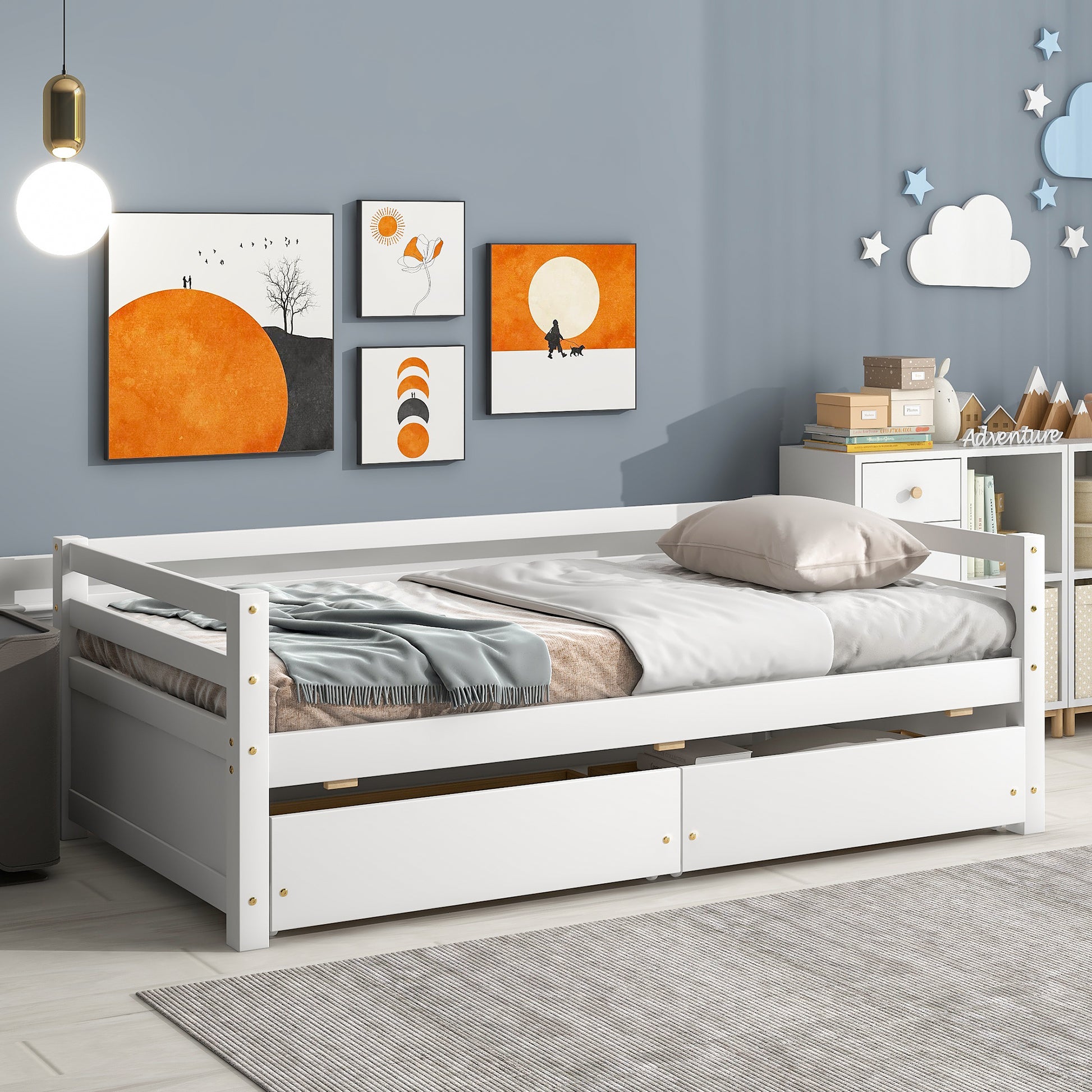 Daybed With Two Storage Drawers ,White Sku:W504P148589 Twin White Pine