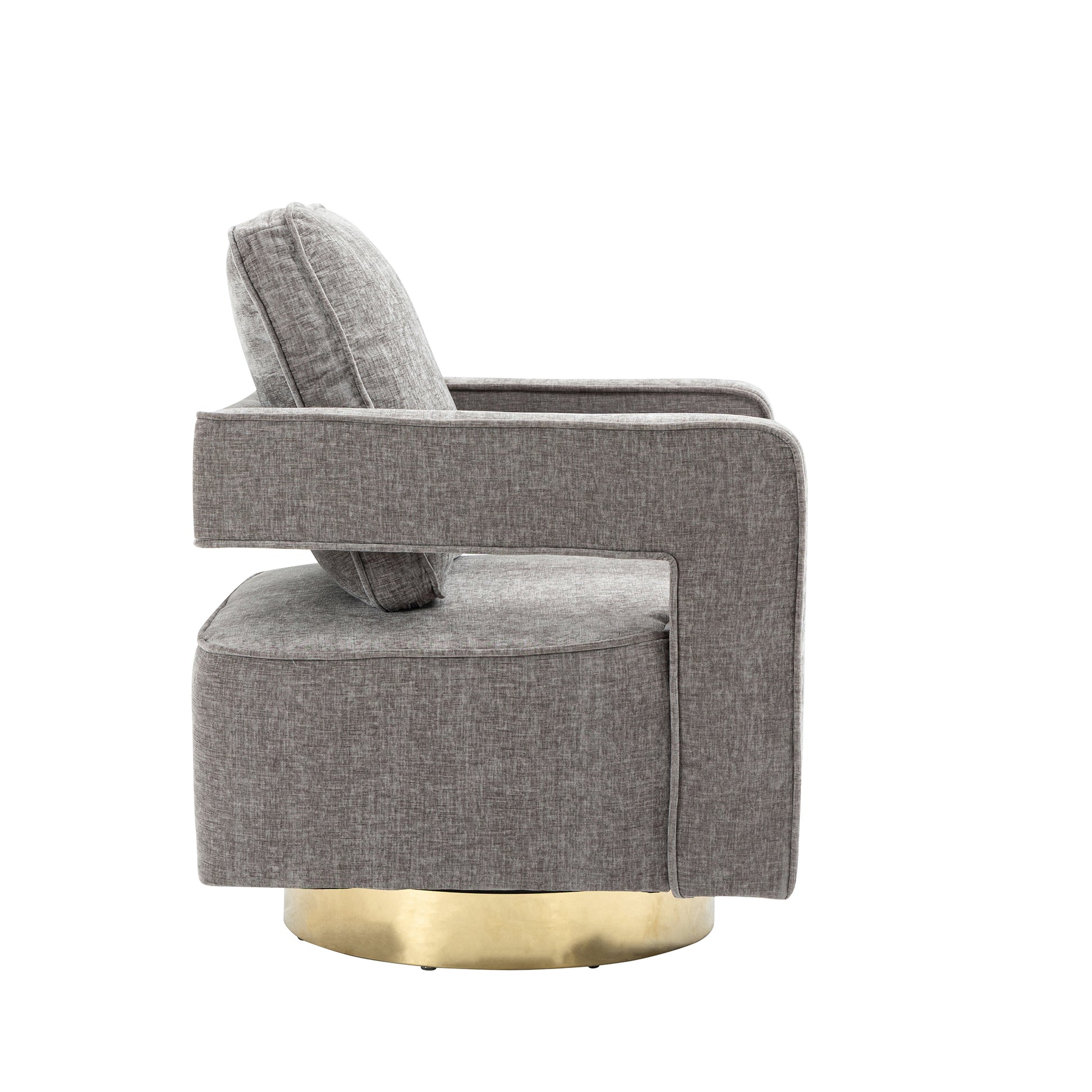 30.7"W Swivel Accent Open Back Chair Modern Comfy Sofa Chair With Gold Stainless Steel Base For Nursery Bedroom Living Room Hotel Office, Club Chair Leisure Arm Chair For Lounge Gray Chenille Gray