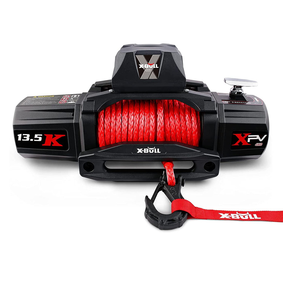 Electric Winch Xpv 13500 Lbs 12V Synthetic Red Rope Arrival Jeep Towing Truck 4Wd Black Aluminium