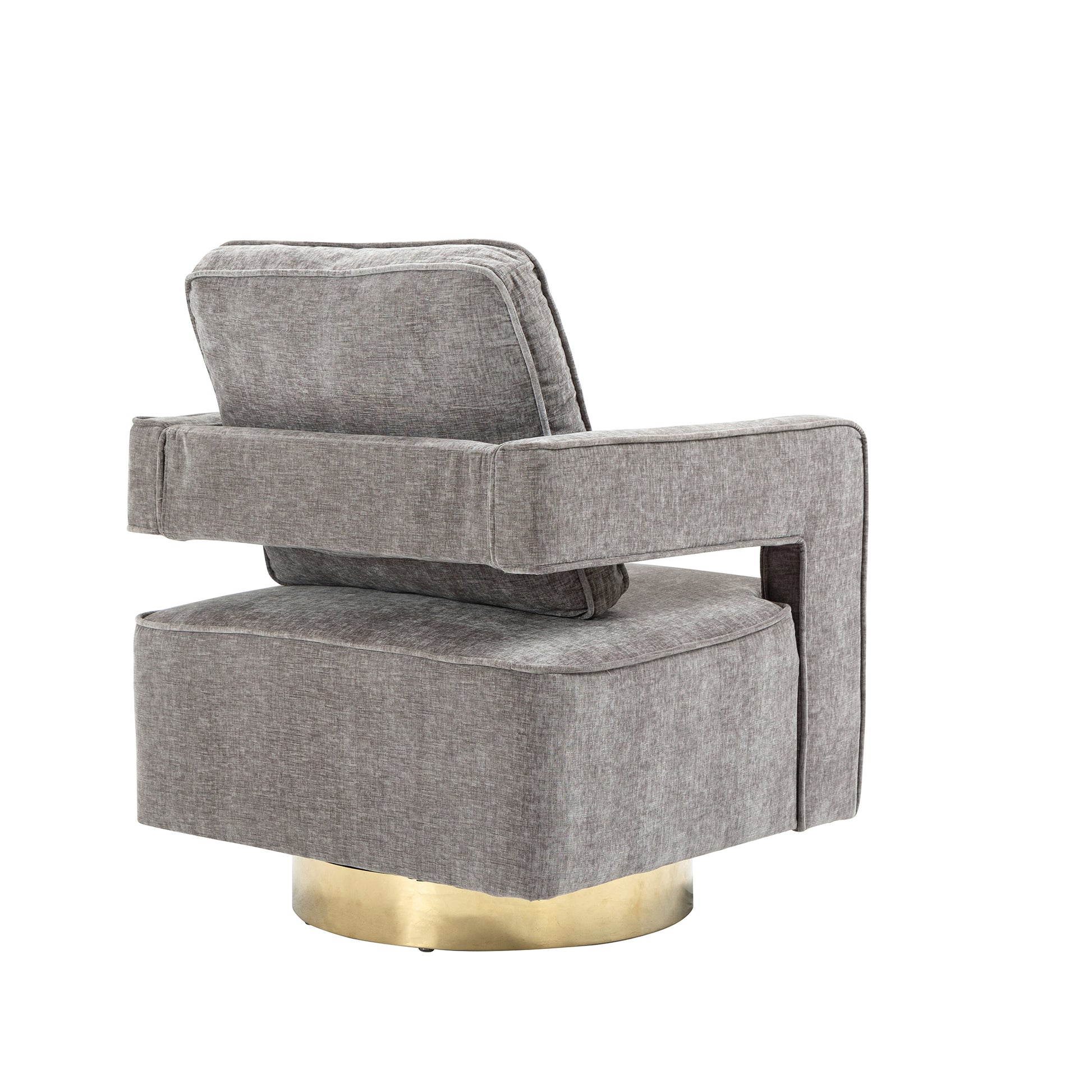 30.7"W Swivel Accent Open Back Chair Modern Comfy Sofa Chair With Gold Stainless Steel Base For Nursery Bedroom Living Room Hotel Office, Club Chair Leisure Arm Chair For Lounge Gray Chenille Gray