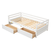 Daybed With Two Storage Drawers ,White Old Sku:W50450915 Twin White Pine