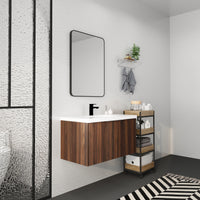 Modern Design 36 Inch Float Mounting Bathroom Vanity With Sink Soft Close Door,2 Doors 00636Caw Kd Packing California Walnut 2 Bathroom Wall Mounted Plywood Plywood