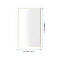 42X 24Inch Led Mirror Bathroom Vanity Mirror With Back Light, Wall Mount Anti Fog Memory Large Adjustable Vanity Mirror Gold Aluminium