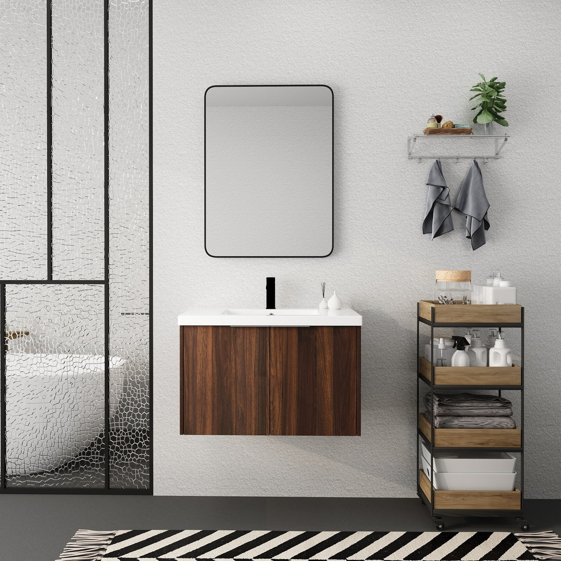 Soft Close Doors Bathroom Vanity With Sink,30 Inch For Small Bathroom,30X18 00630Caw Kd Packing California Walnut 2 Wall Mounted Modern Plywood Plywood