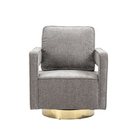 30.7"W Swivel Accent Open Back Chair Modern Comfy Sofa Chair With Gold Stainless Steel Base For Nursery Bedroom Living Room Hotel Office, Club Chair Leisure Arm Chair For Lounge Gray Chenille Gray