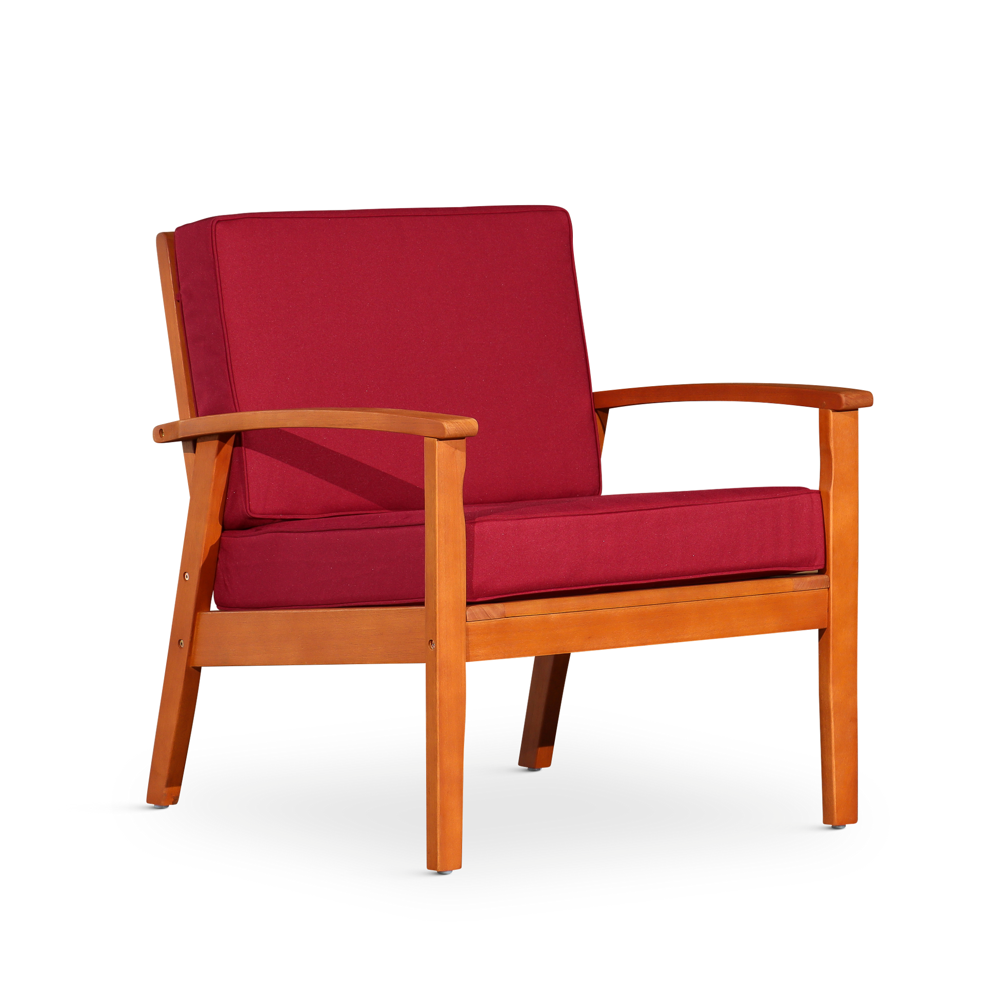 Deep Seat Eucalyptus Chair, Natural Oil Finish, Burdy Cushions Natural Eucalyptus