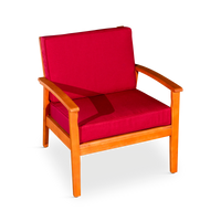 Deep Seat Eucalyptus Chair, Natural Oil Finish, Burdy Cushions Natural Eucalyptus