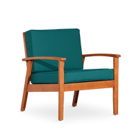 Deep Seat Eucalyptus Chair, Natural Oil Finish, Dark Green Cushions Natural Eucalyptus