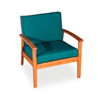 Deep Seat Eucalyptus Chair, Natural Oil Finish, Dark Green Cushions Natural Eucalyptus
