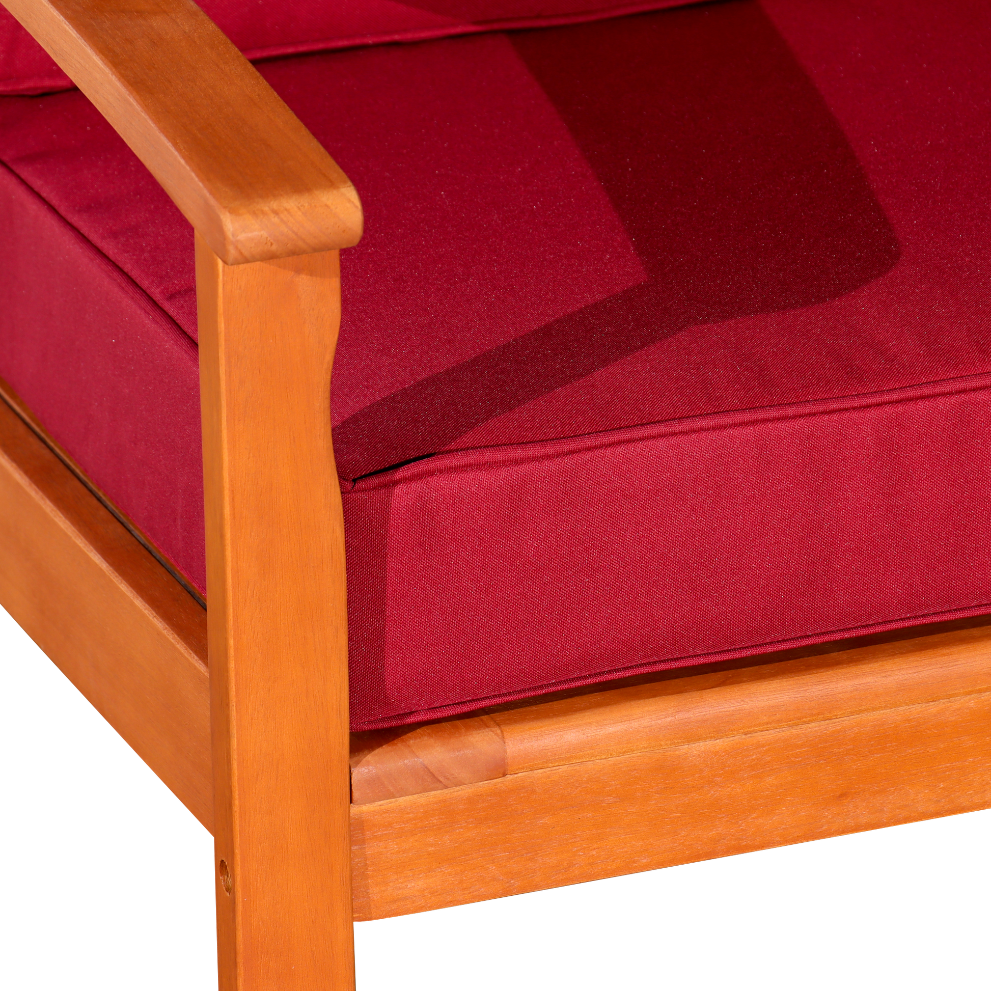 Deep Seat Eucalyptus Chair, Natural Oil Finish, Burdy Cushions Natural Eucalyptus