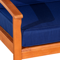 Deep Seat Eucalyptus Chair, Natural Oil Finish, Navy Cushions Natural Eucalyptus