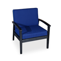 Deep Seat Eucalyptus Chair, Espresso Finish, Navy Cushions Espresso Eucalyptus