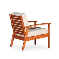 Deep Seat Eucalyptus Chair, Natural Oil Finish, Navy Cushions Natural Eucalyptus