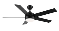 52" Integrated Led Light Matte Black Blade Ceiling Fan With Remote Control Matte Black Plywood