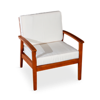 Deep Seat Eucalyptus Chair, Natural Oil Finish, Burdy Cushions Natural Eucalyptus