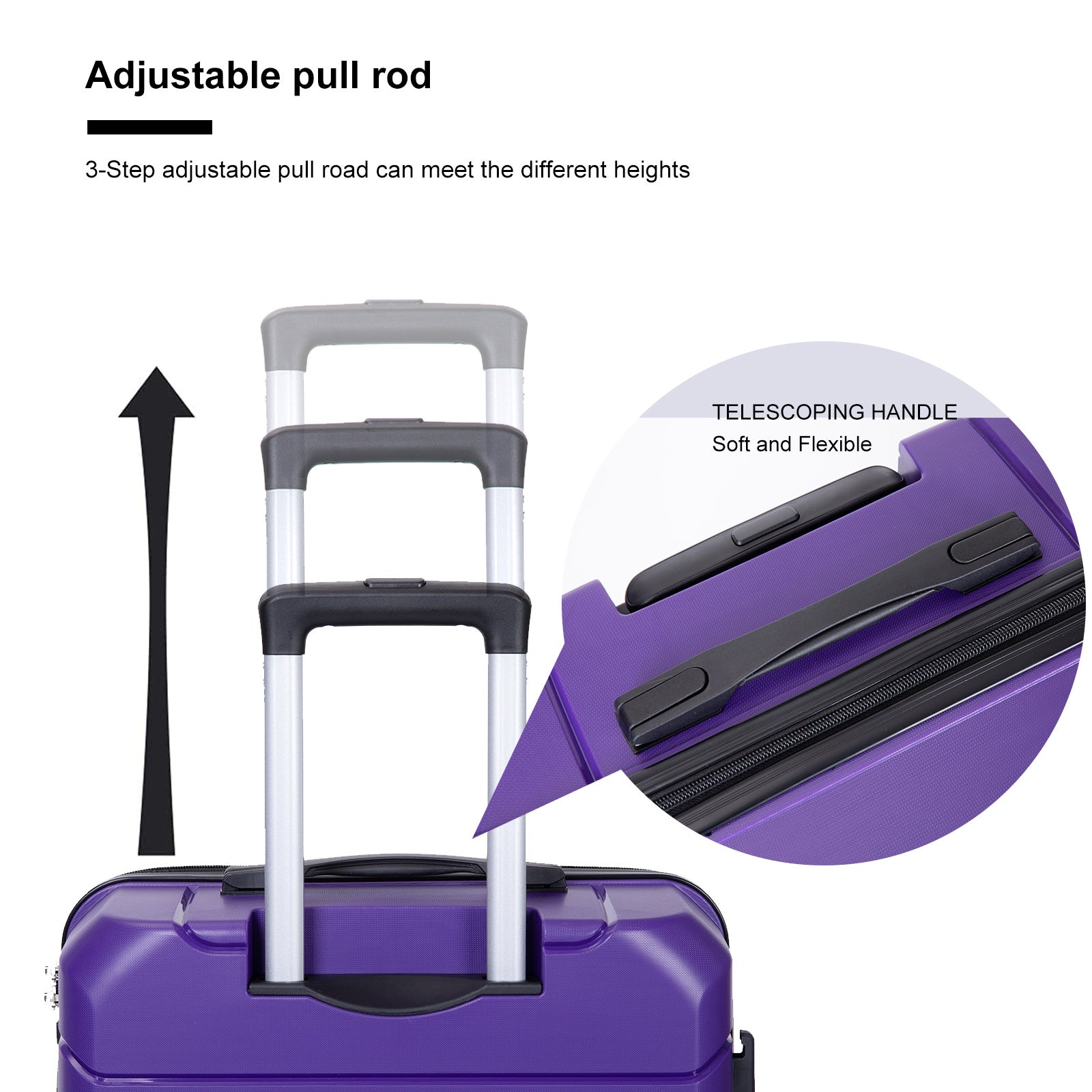 Hardshell Suitcase Spinner Wheels Pp Luggage Sets Lightweight Durable Suitcase With Tsa Lock,3 Piece Set 20 24 28 ,Purple Purple Polypropylene