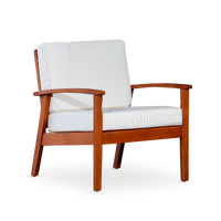 Deep Seat Eucalyptus Chair, Natural Oil Finish, Burdy Cushions Natural Eucalyptus