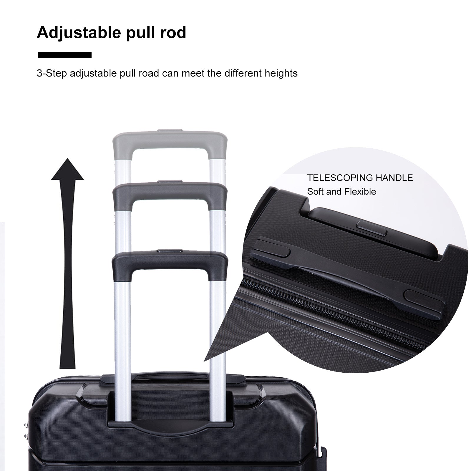 Hardshell Suitcase Spinner Wheels Pp Luggage Sets Lightweight Durable Suitcase With Tsa Lock,3 Piece Set 20 24 28 ,Black Black Polypropylene