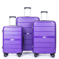 Hardshell Suitcase Spinner Wheels Pp Luggage Sets Lightweight Durable Suitcase With Tsa Lock,3 Piece Set 20 24 28 ,Purple Purple Polypropylene