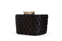 Naomi Button Tufted Chair Finished With Velvet Fabric And Gold Accent In Black Black Primary Living Space Contemporary,Modern Solid Wood Mdf Velvet