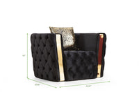 Naomi Button Tufted Chair Finished With Velvet Fabric And Gold Accent In Black Black Primary Living Space Contemporary,Modern Solid Wood Mdf Velvet