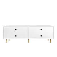 Modern Warm White Tv Cabinet For 80 Inch Tv Stands, For Living Room Bedroom White Mdf