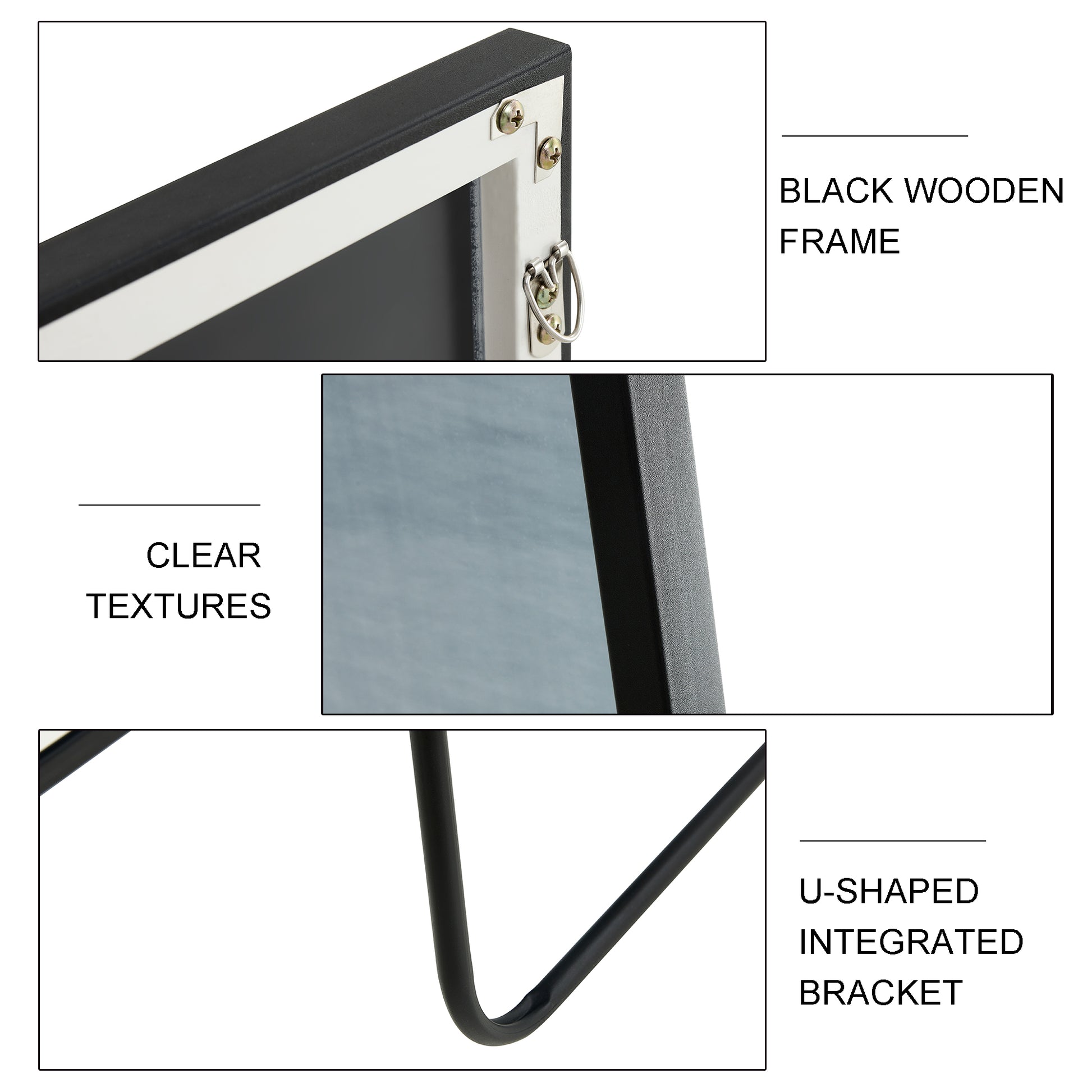 3Rd Generation Black Solid Wood Frame Full Length Mirror, Dressing Mirror, Bedroom Porch, Decorative Mirror, Clothing Store, Floor Mounted Large Mirror, Wall Mounted. 60 "* 17" W115155941 Black Glass