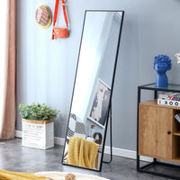3Rd Generation Black Solid Wood Frame Full Length Mirror, Dressing Mirror, Bedroom Porch, Decorative Mirror, Clothing Store, Floor Mounted Large Mirror, Wall Mounted. 60 "* 17" W115155941 Black Glass