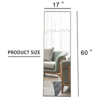 4 Rd Generation Gray Solid Wood Frame Full Length Mirror, Dressing Mirror, Bedroom Porch, Decorative Mirror, Clothing Store, Floor Standing Large Mirror, Wall Mounted.60"*17" Gray Glass