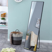 3Rd Generation Black Solid Wood Frame Full Length Mirror, Dressing Mirror, Bedroom Porch, Decorative Mirror, Clothing Store, Floor Mounted Large Mirror, Wall Mounted. 60 "* 17" W115155941 Black Glass