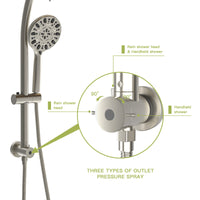 Multi Function Dual Shower Head Shower System With 4.7" Rain Showerhead, 7 Function Hand Shower, Adjustable Slide Bar,Brushed Nickel Brushed Nickel Plastic