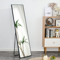 3Rd Generation Black Solid Wood Frame Full Length Mirror, Dressing Mirror, Bedroom Porch, Decorative Mirror, Clothing Store, Floor Mounted Large Mirror, Wall Mounted. 60 "* 17" W115155941 Black Glass