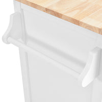 Kitchen Cart With Rubber Wood Drop Leaf Countertop, Concealed Sliding Barn Door Adjustable Height,Kitchen Island On 4 Wheels With Storage Cabinet And 2 Drawers,L52.2Xw30.5Xh36.6 Inch, White White
