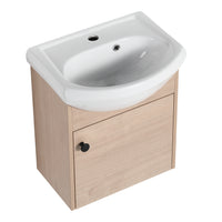 Small Size 18 Inch Bathroom Vanity With Ceramic Sink,Wall Mounting Design Kd Packing G Bvb02318Plo Plain Light Oak 1 Plywood