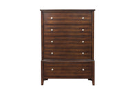 Dark Cherry Finish 1Pc Chest Of 5X Drawers Satin Nickel Tone Knobs Transitional Style Bedroom Furniture Brown Mix Bedroom Transitional Wood
