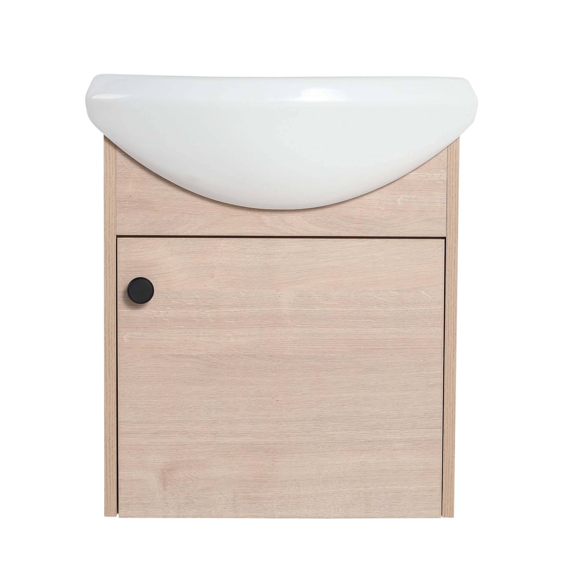 Small Size 18 Inch Bathroom Vanity With Ceramic Sink,Wall Mounting Design Kd Packing G Bvb02318Plo Plain Light Oak 1 Plywood