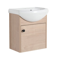 Small Size 18 Inch Bathroom Vanity With Ceramic Sink,Wall Mounting Design Kd Packing G Bvb02318Plo Plain Light Oak 1 Plywood