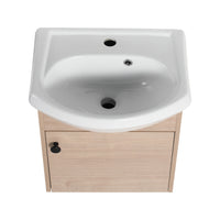 Small Size 18 Inch Bathroom Vanity With Ceramic Sink,Wall Mounting Design Kd Packing G Bvb02318Plo Plain Light Oak 1 Plywood